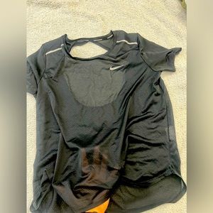 Nike women’s solid mesh backless Dri fit T-shirt. black/ size med